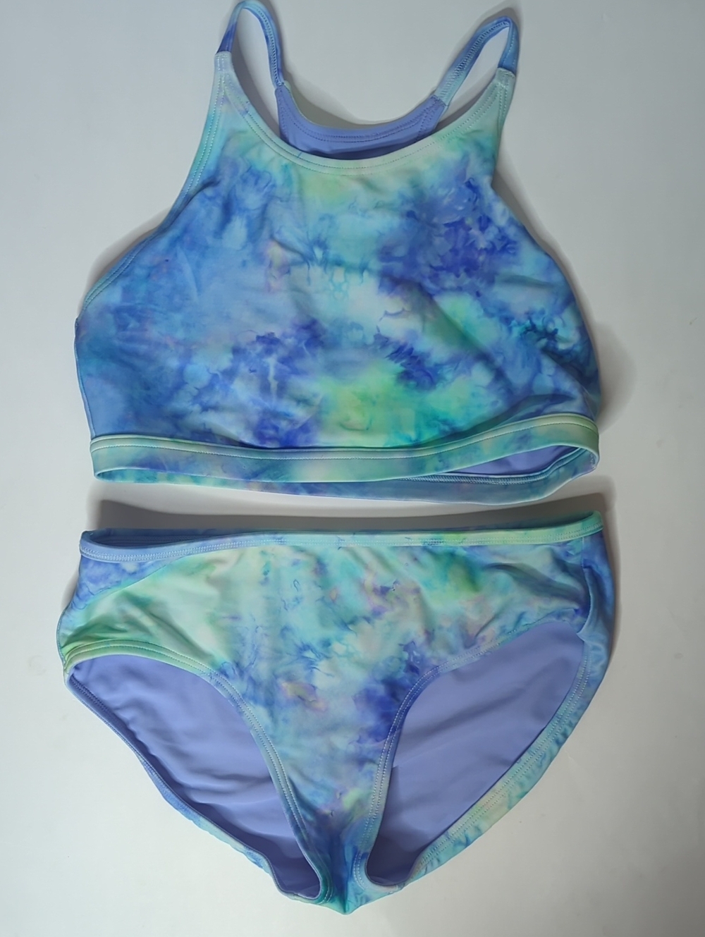 Athleta Girls Waves For Days Ice Cool Tie Dye Bikini Top Bottom Swim Suit
